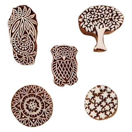 Set of 5 Piece New Mix Wooden Printing Blocks